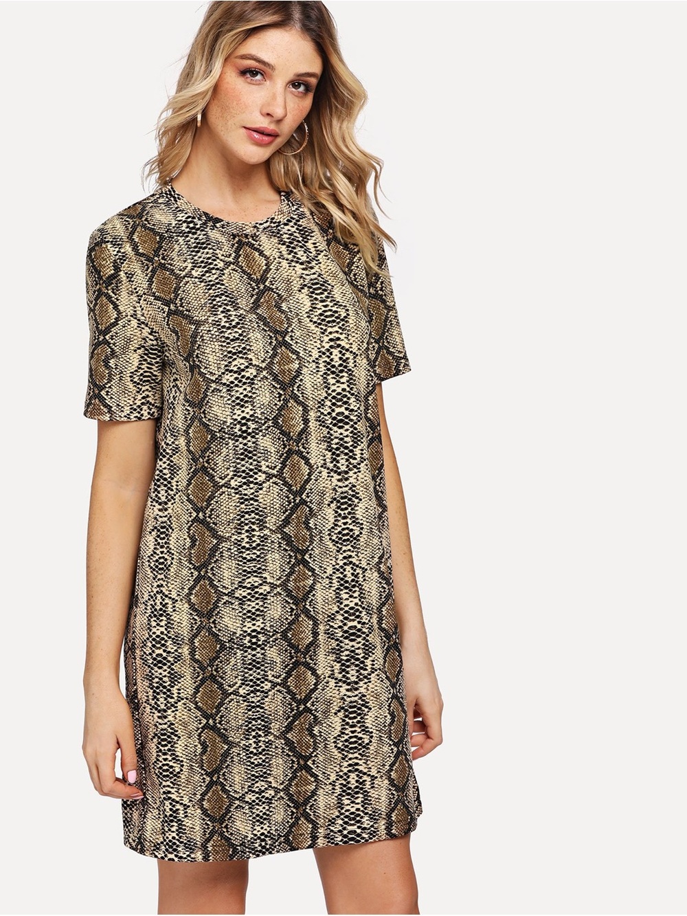 Max Edition Beige and Black Snake-Print Dress